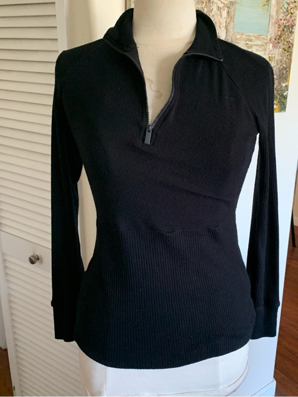Alala black Half-Zip Long Sleeve Women's Top, super figure flattering and comfy